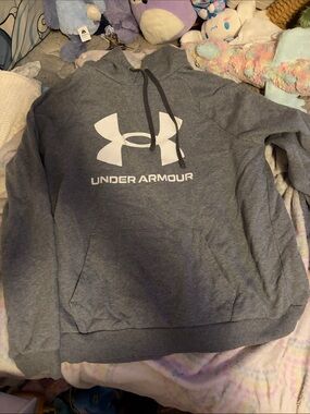 Under Armour Men's Gray Crewneck Hoodie with White Logo